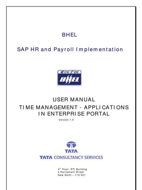 Bhel SAP HR and Payroll Implementation: User Manual Time.